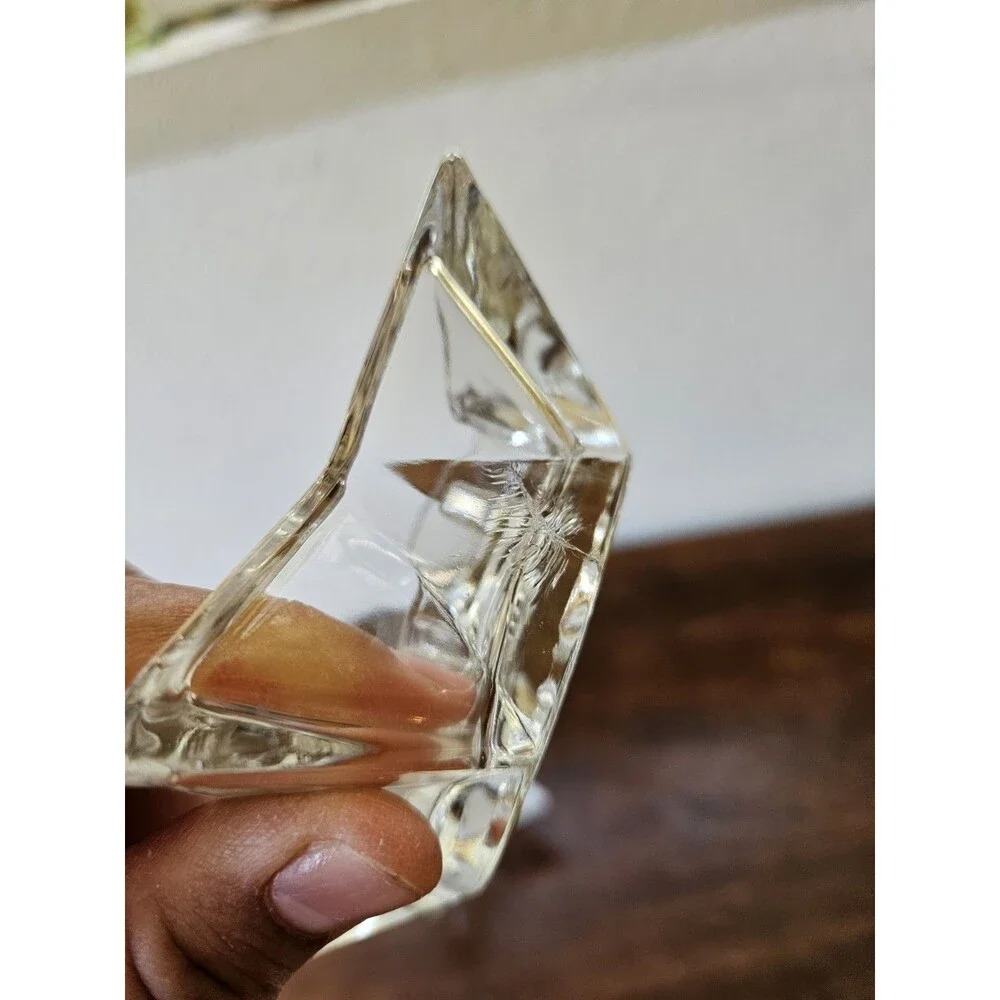 Vintage Clear Glass Star Candle Holders Set of 2 Taper Holders